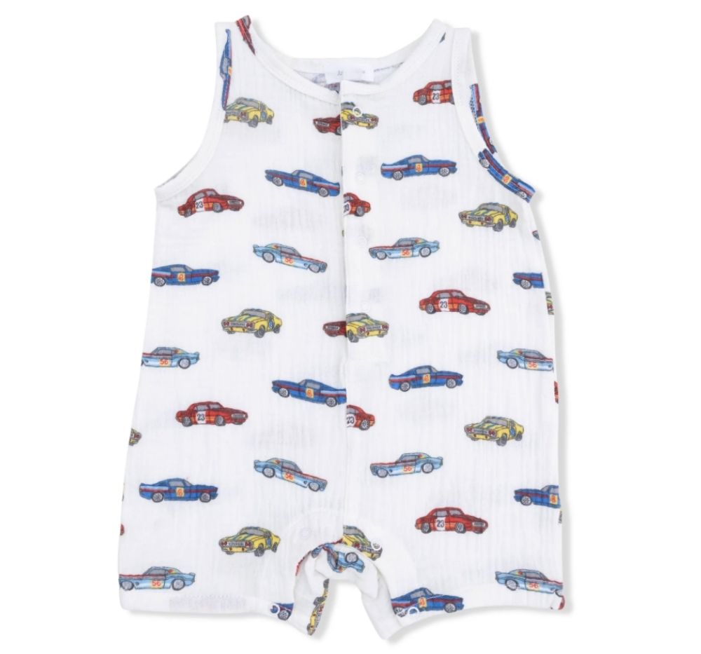 Race Cars Sleeveless Shortie Romper