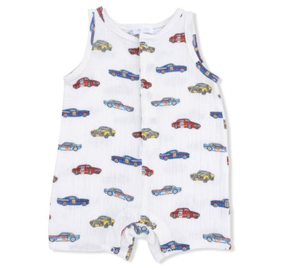 Race Cars Sleeveless Shortie Romper