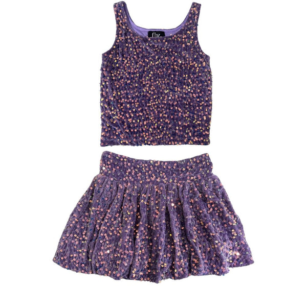 Top & Skirt Purple Velvet
