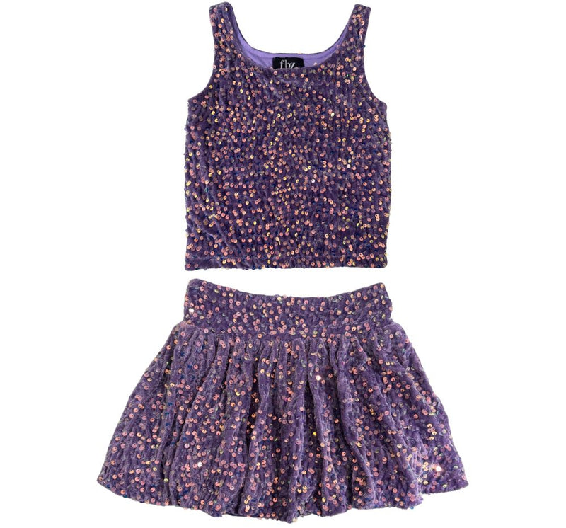 Top & Skirt Purple Velvet