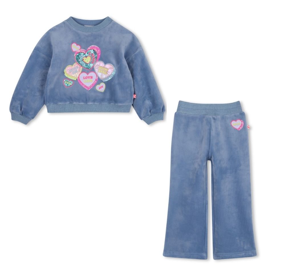 Heart Sweatshirt & Velvet Joggers Set
