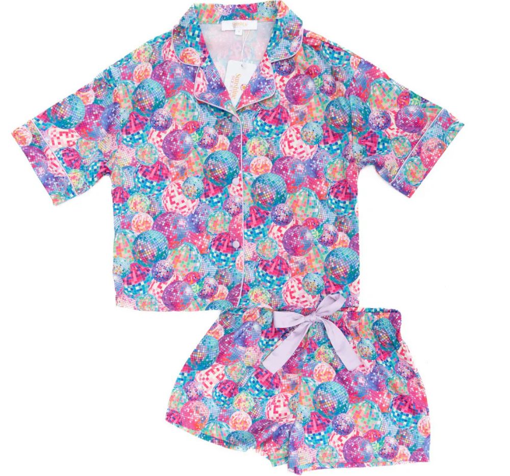 Kids Silky Disco Short Sleeve Short Set