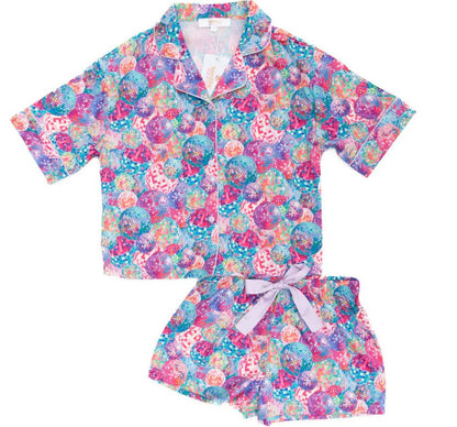 Kids Silky Disco Short Sleeve Short Set
