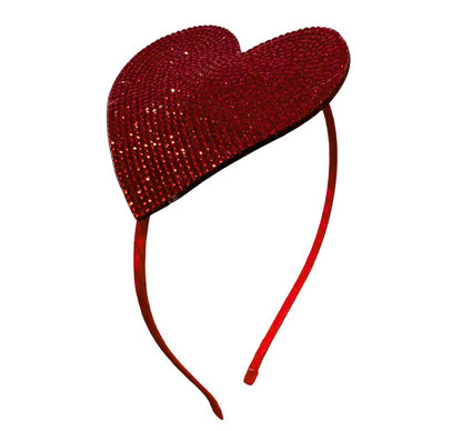 Large Crystallized Heart Headband Diamonds Red
