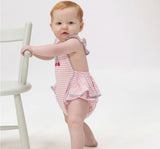 Cherry Stripe Ric Rac Ruffle Sunsuit