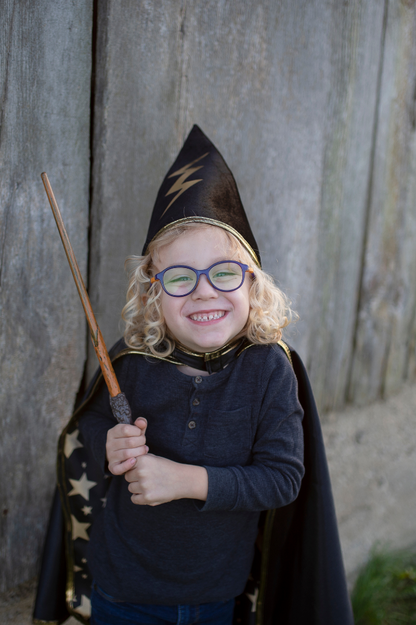 Reversible Wizard Cape & Hat Black/Gold 4-6