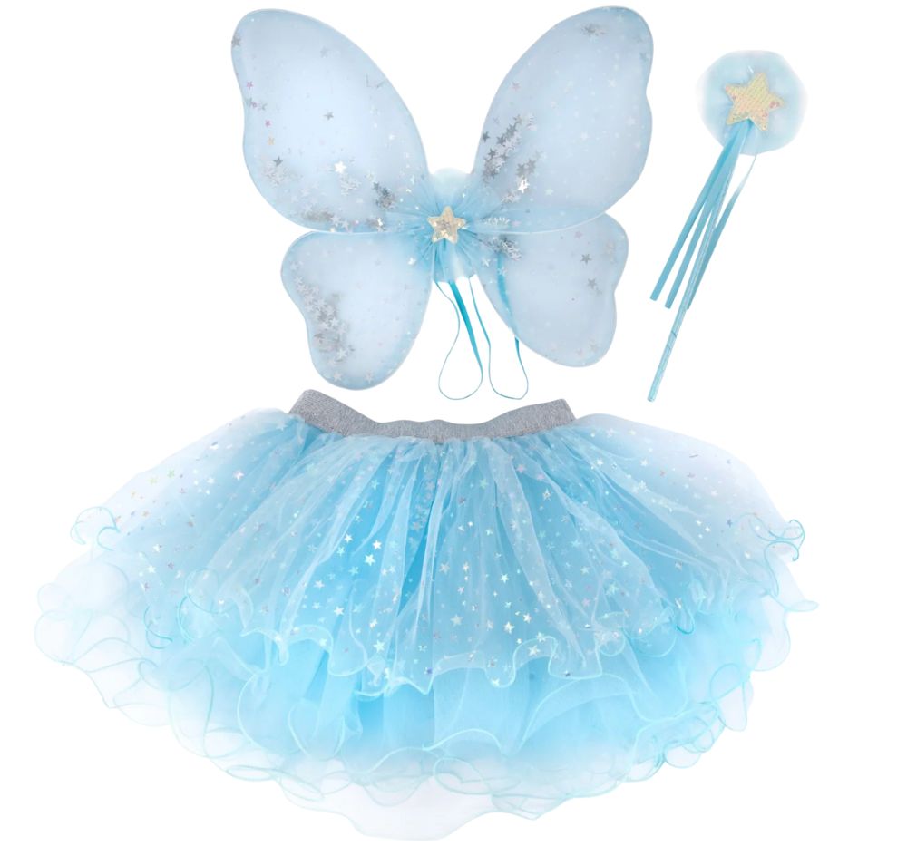 Iridescent Celestial Fairy Wings Tutu & Wand Set 4-6