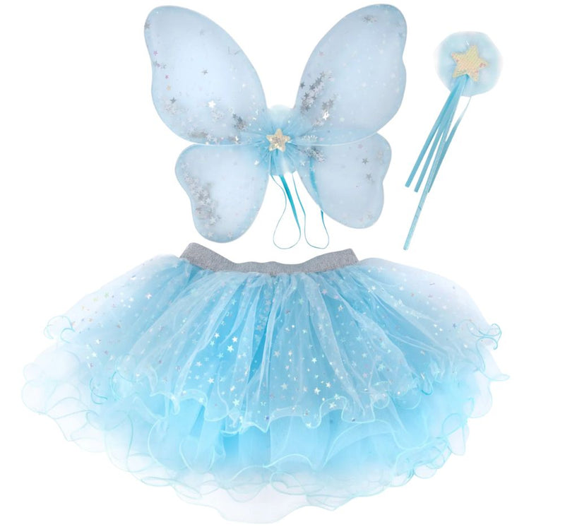 Iridescent Celestial Fairy Wings Tutu & Wand Set 4-6