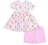 Ice Cream Fun Crew Twirly Dress with Carthwheel Short