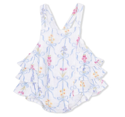 Ribbon Bouquets Ruffle Sunsuit