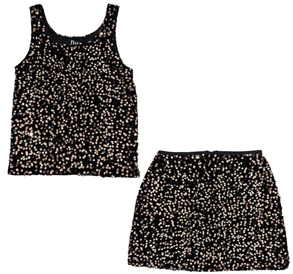 Top & Skirt Black Velvet Gunmet