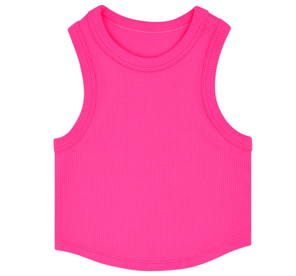 Hot Pink Cropped Racer Tank Top