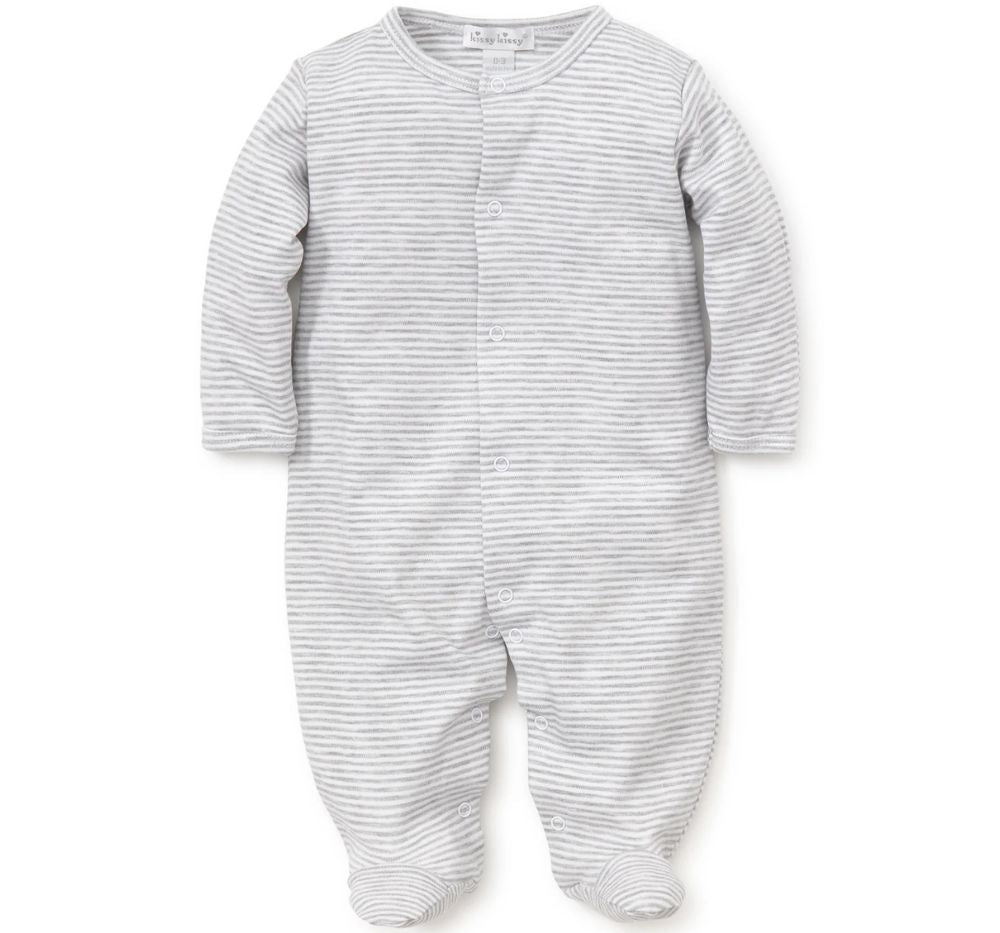 Kissy Essentials Stripe Footie W/ Zip Grey