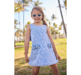 Crystal Heart Denim Bow Dress