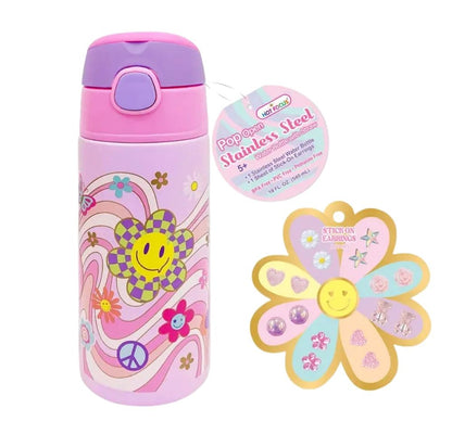 Pop Open Stainless Steel Water BottleGroovy Flower