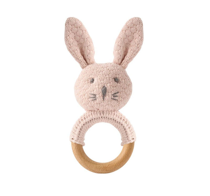 Blush Knit Bunny Rattles