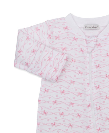 Footie W-Zip PRT PJs Baby Bows Pink