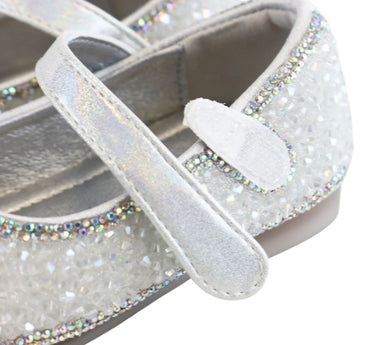 Clear Stone Flat Shoes Silver