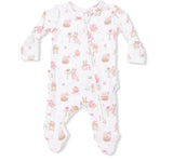 Easter Egg Hunt Pink 2 Way Ruffle Back Zipper Footie