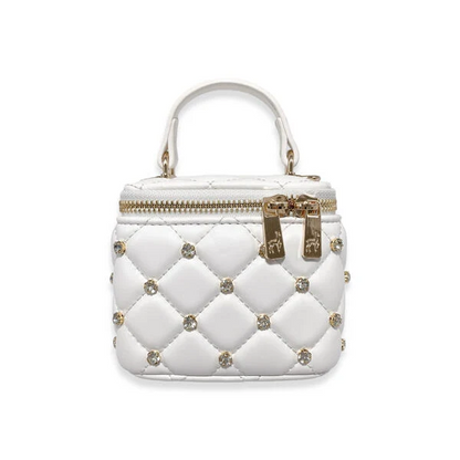 Embellished Vanity Quilted Purse White
