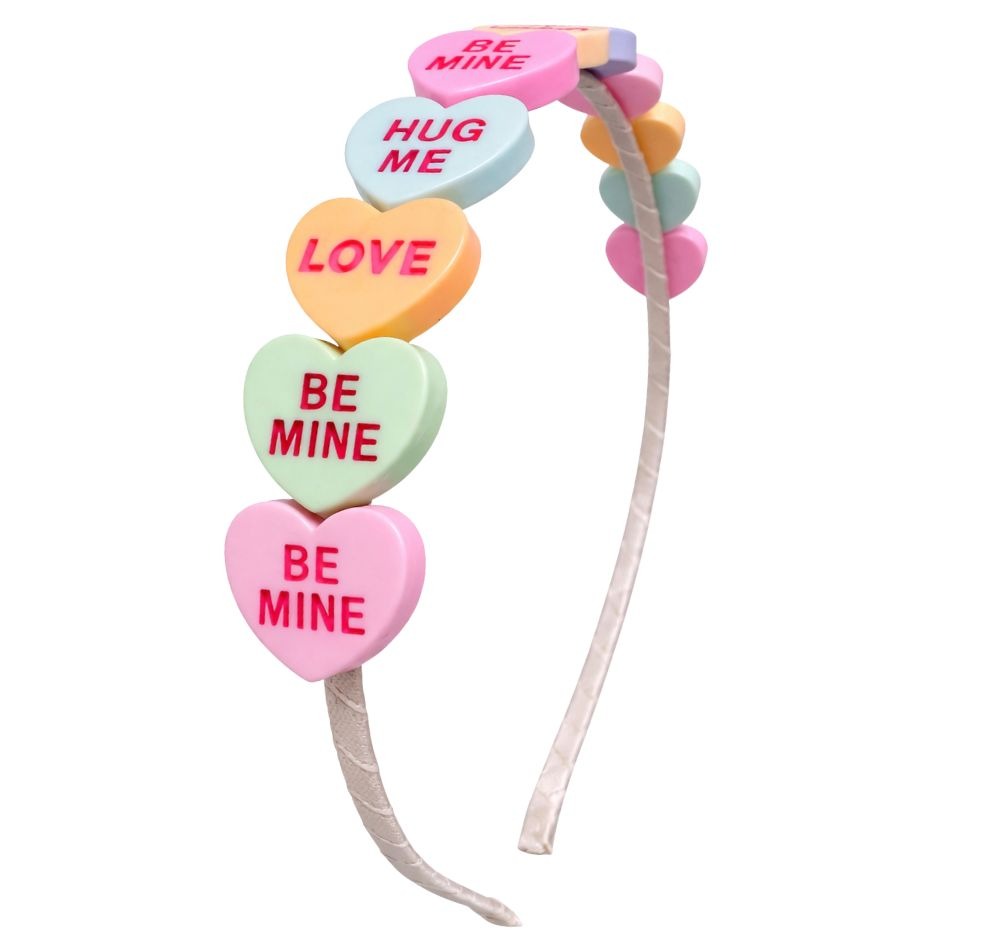 Sweet Heart Charms Thin  Headband Be Mine-Xoxo-Love