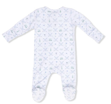 Golf Trellis Blue 2 Way Zipper Footie