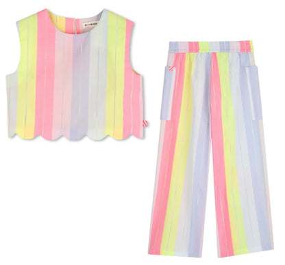 Scallop Tank Top W/ Multicolor Pants