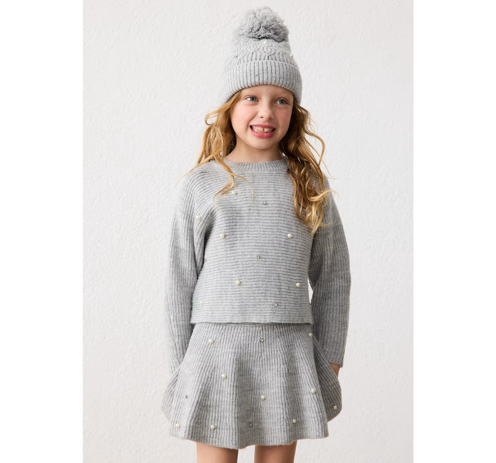 Jersey & Falda Tricot Perlas Gris Mez