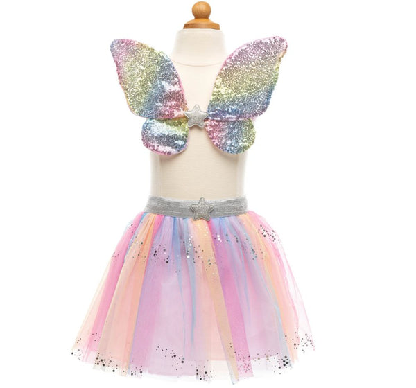 Rainbow Sequins Skirt With Wings & Wand 4-6