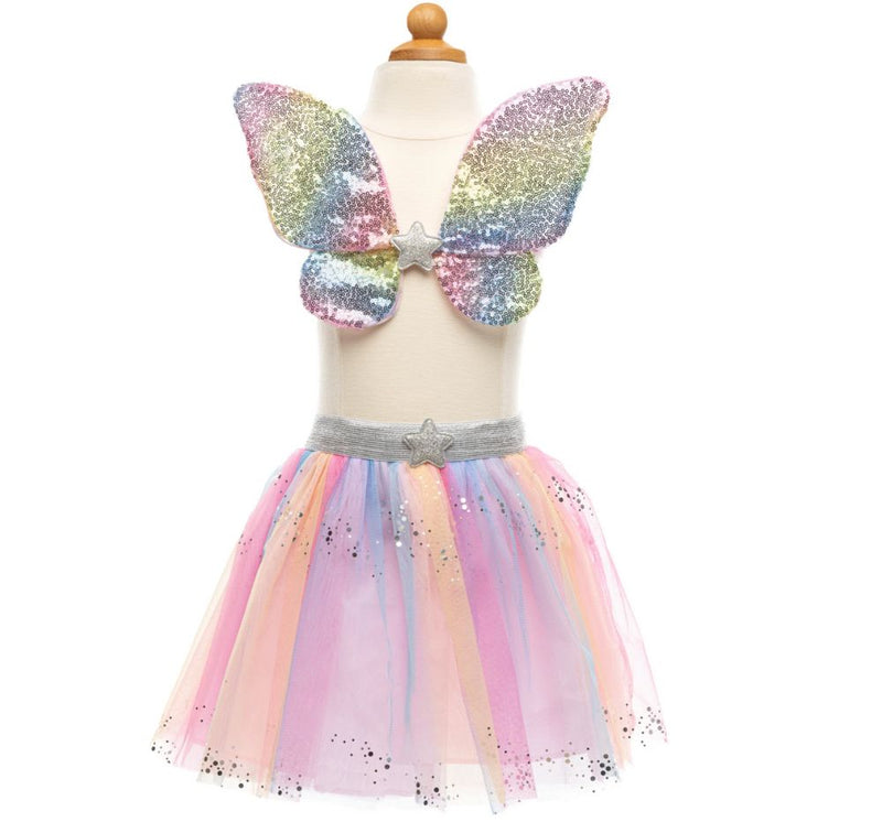 Rainbow Sequins Skirt With Wings & Wand 4-6
