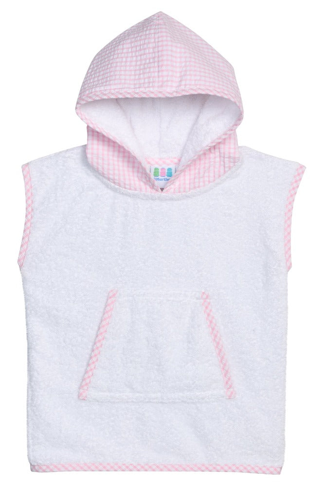 Seersucker  Cover Up  S White with Pink