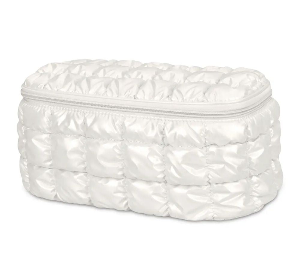 Pearl White Shiny Puffer Cosmetic Case