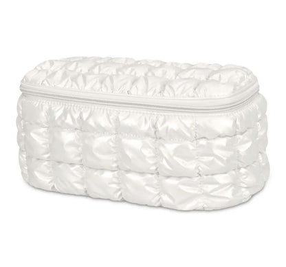 Pearl White Shiny Puffer Cosmetic Case