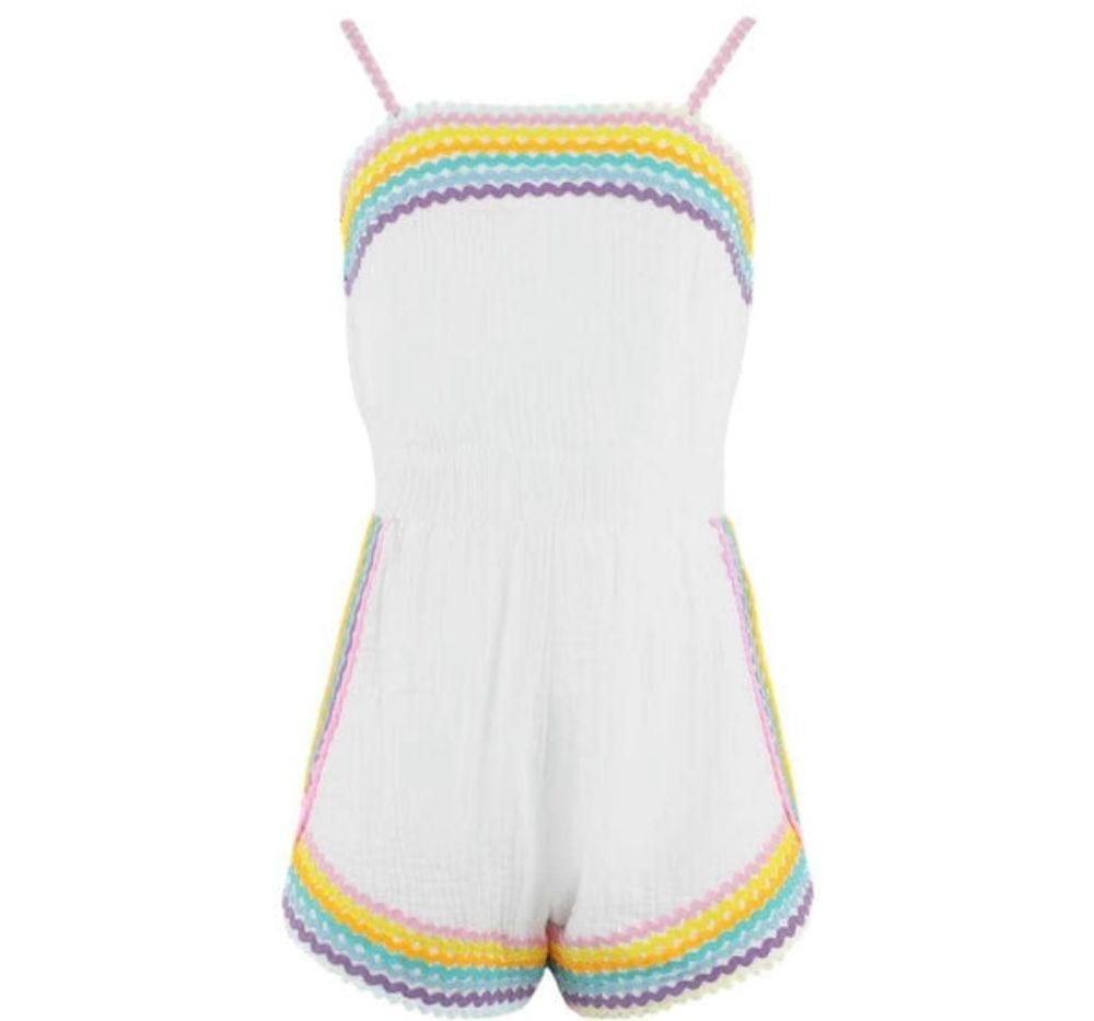 White Rainbow Summer Romper