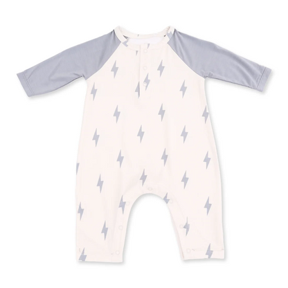 Lightning Bolt Viscose Long Sleeve Raglan Henley Romper