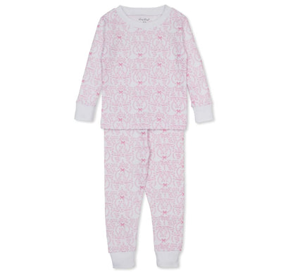 Pajama Set Snug Delicate Blooming Bows Pink