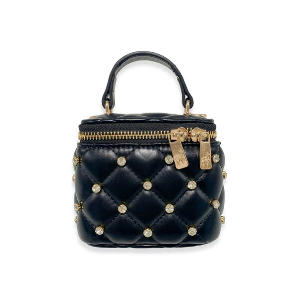 Embellished Vanity Quilted Purse Black