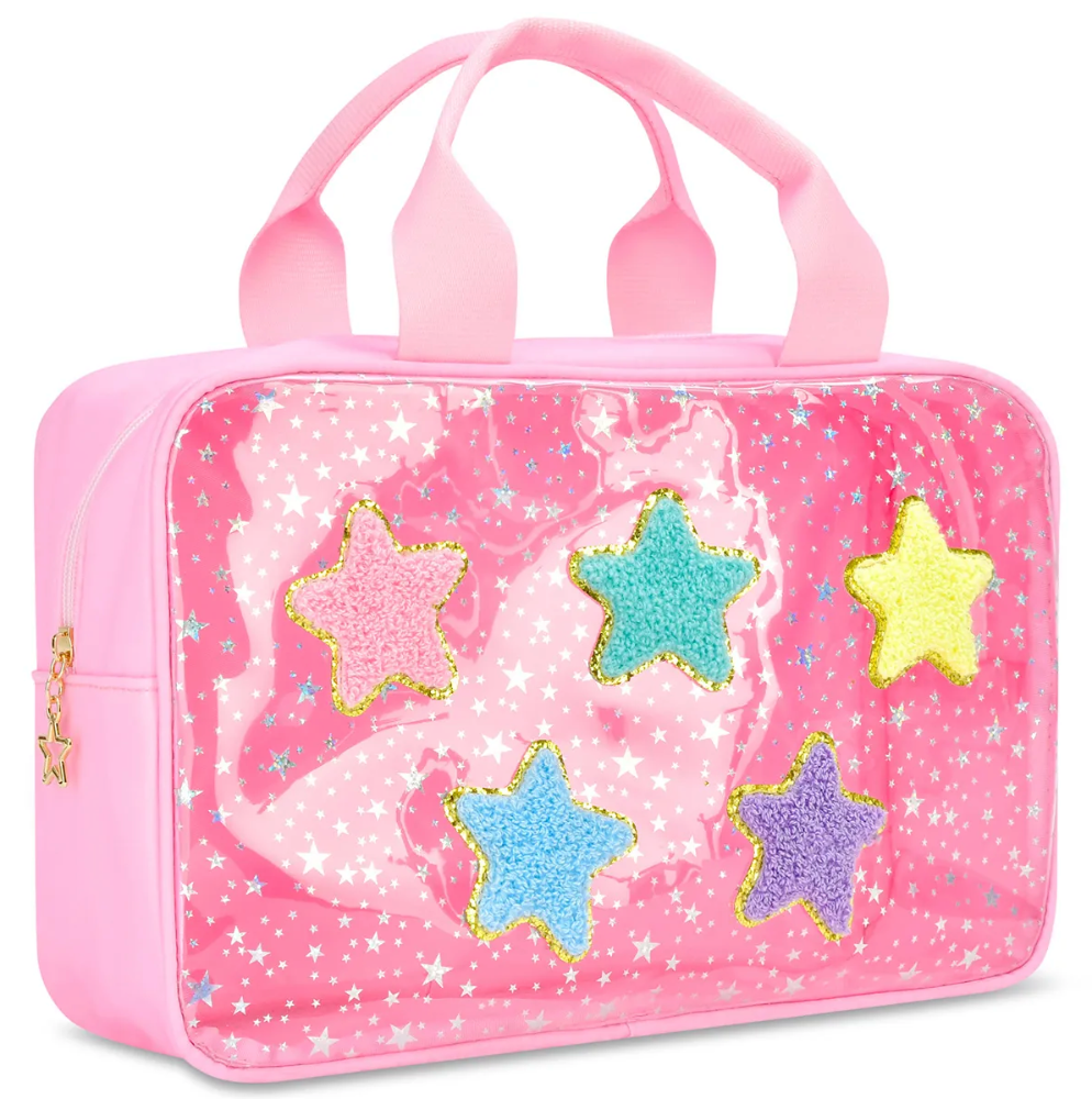 Pink Star Large Cosmetic Bag