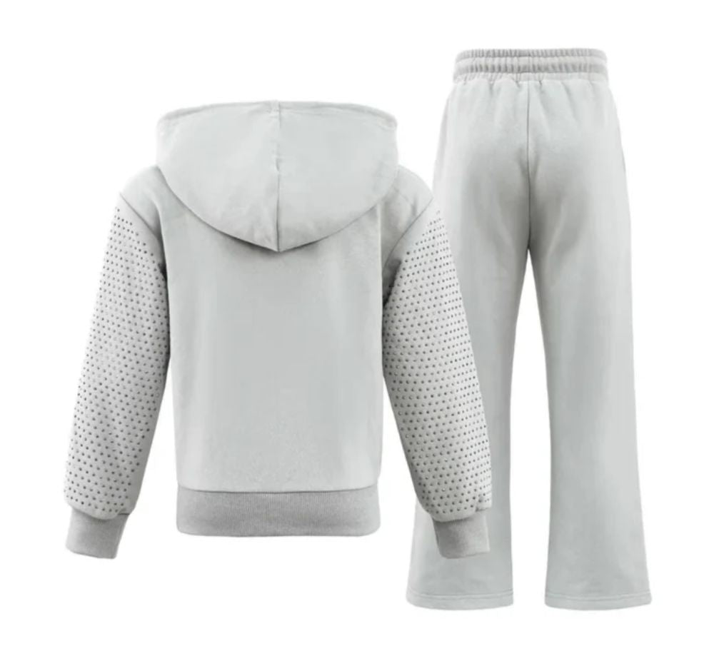 Grey Crystal Hoodie Set
