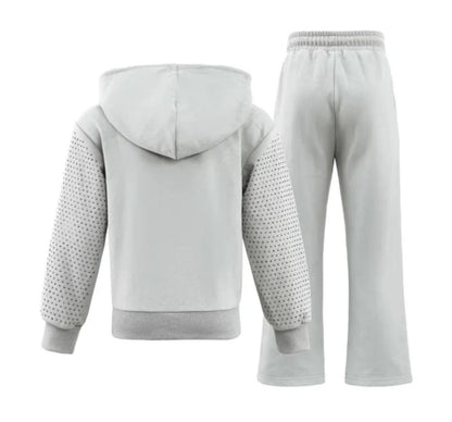 Grey Crystal Hoodie Set