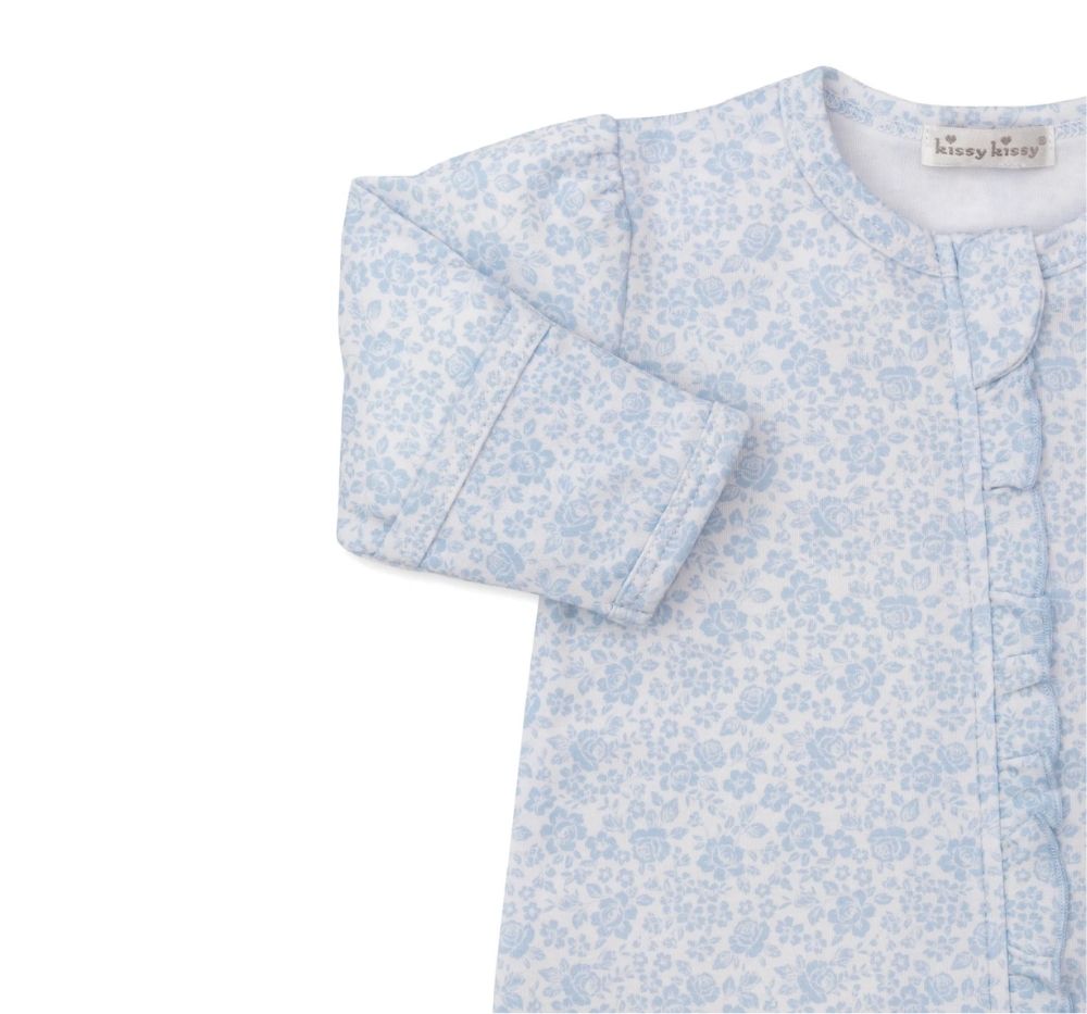 Country Gardens-Footie w/ Zip PRT Light Blue