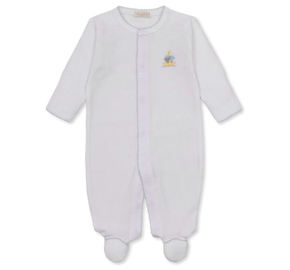 Footie W-Hand Emb Premier Noah´s Journey Wht.-Silver