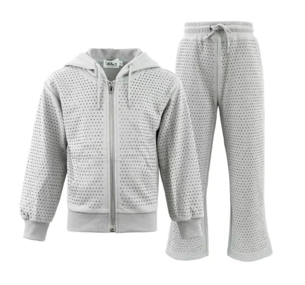 Grey Crystal Hoodie Set