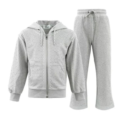 Grey Crystal Hoodie Set