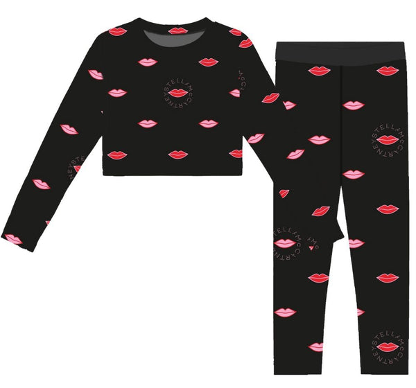 Girls Ls Logo Lips Top & Leggings Black
