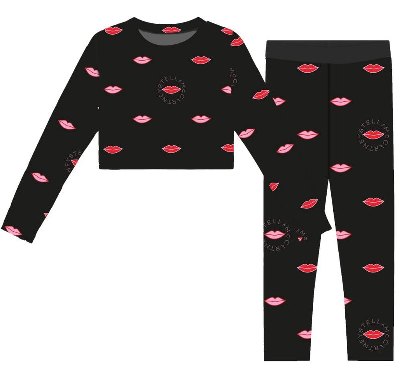 Girls Ls Logo Lips Top & Leggings Black