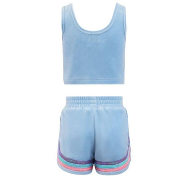 Rainbow Velour Sequin Tank Set Blue