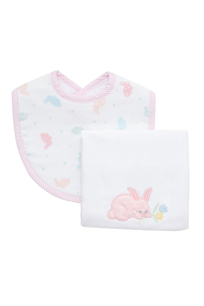 Bunny  Bib & Burp Set Pink
