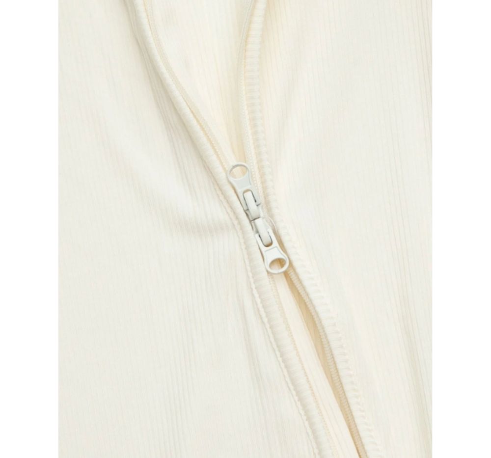 Cream Ribbed Bamboo Zippy Romper