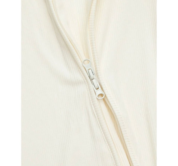 Cream Ribbed Bamboo Zippy Romper